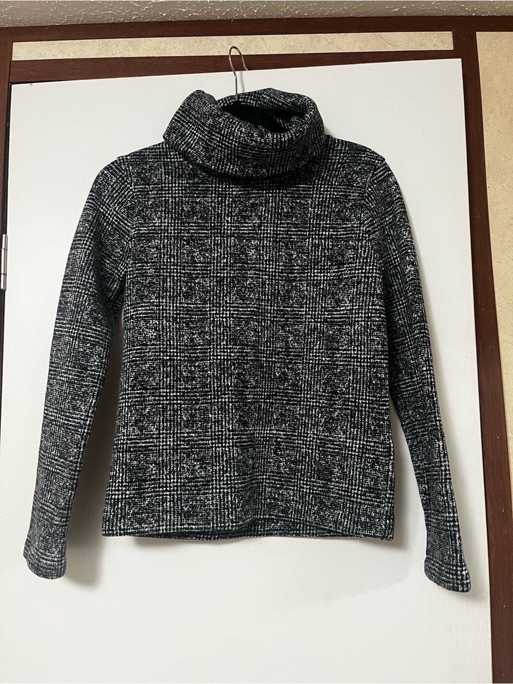 J. Crew Black & White Plaid Turtleneck Sweater